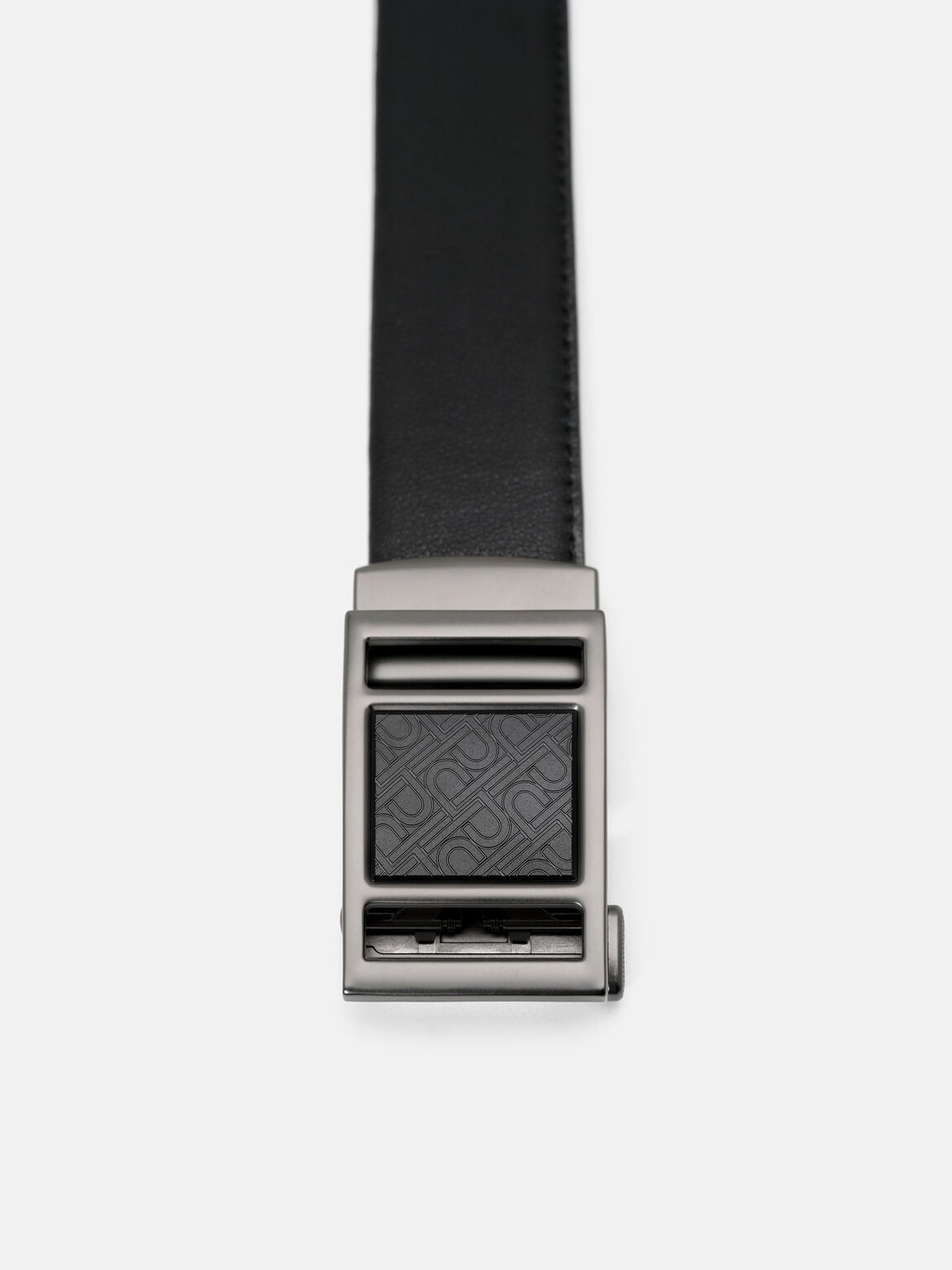 Thắt lưng bản vừa Leather Automatic, Đen dập v&acirc;n, hi-res