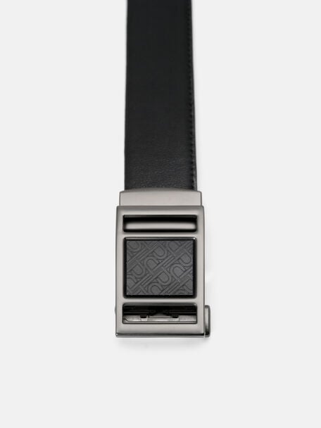 Thắt lưng bản vừa Leather Automatic, Đen dập v&acirc;n, hi-res
