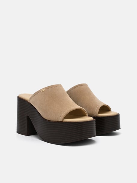 Estella Suede Platform Wedge Sandals, Sand, hi-res