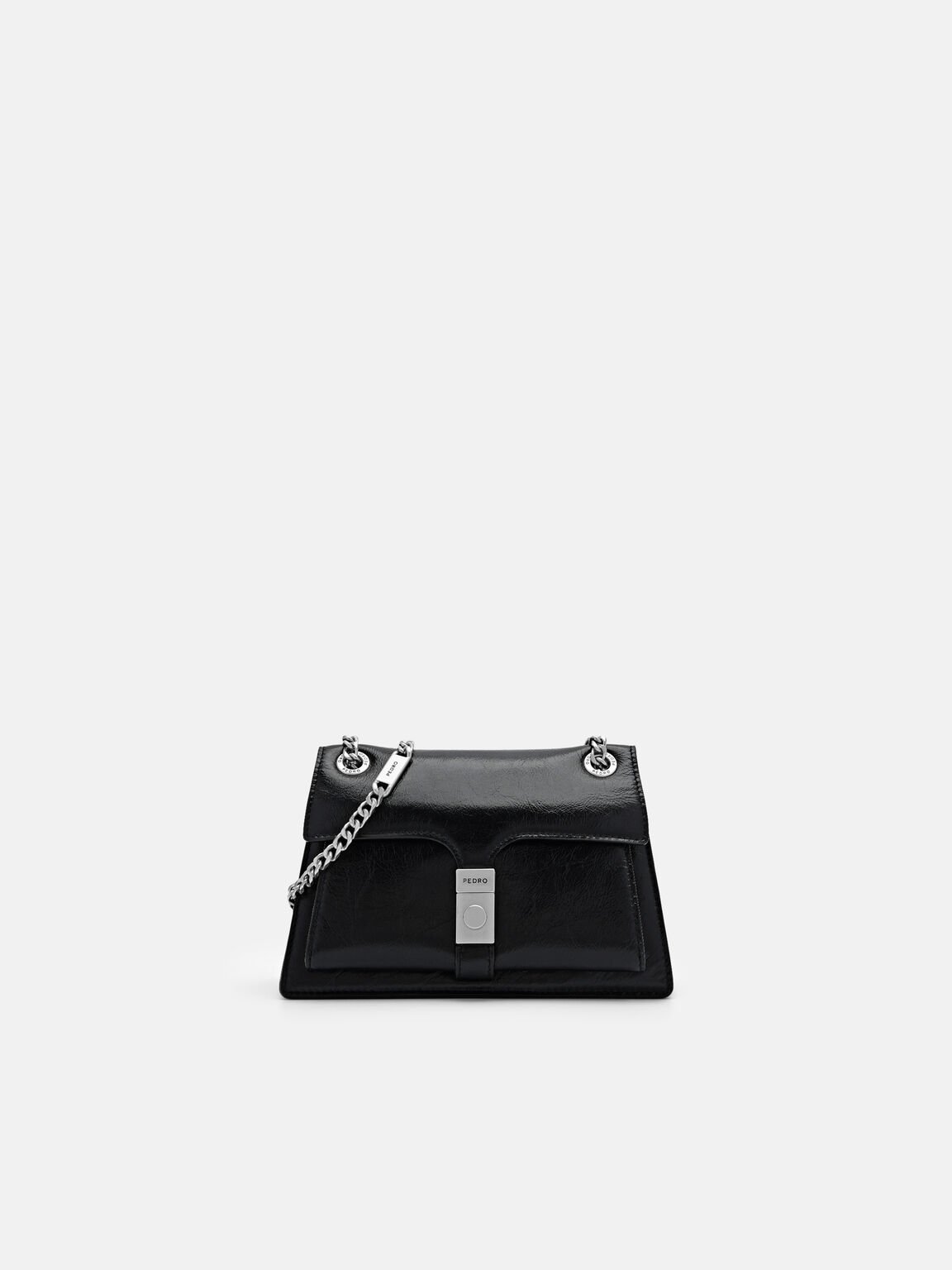 Túi đeo vai hình thang Studio Farida Leather Mini, Đen