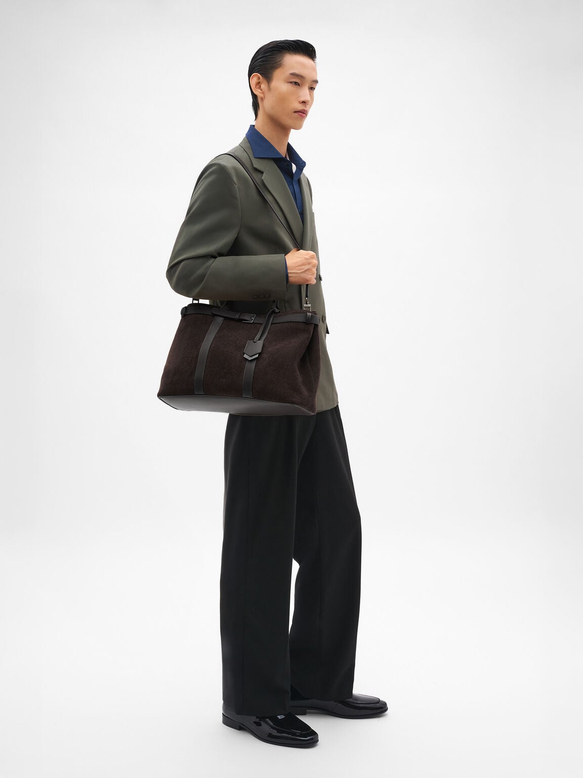 Tyson Duffel Bag, Espresso Brown Suede, hi-res