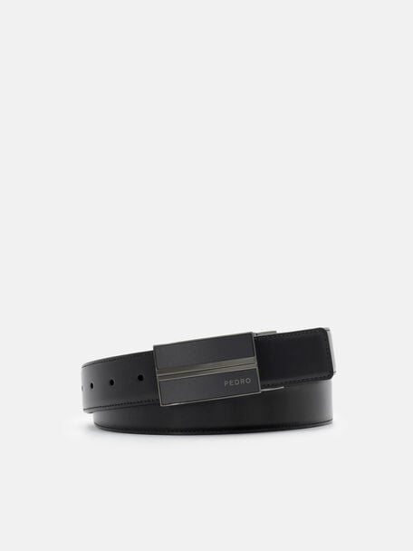 Leather Reversible Tang Belt, Black, hi-res