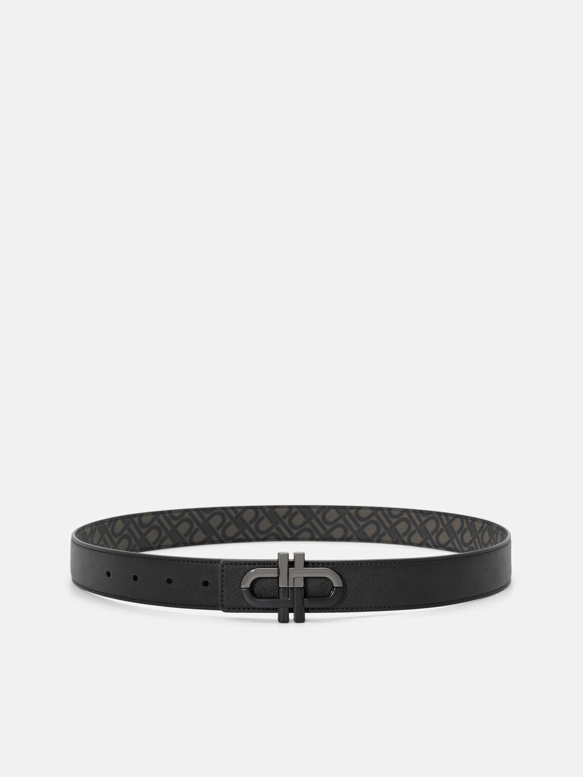 Saffiano Leather Reversible Tang Belt, Black Saffiano, hi-res
