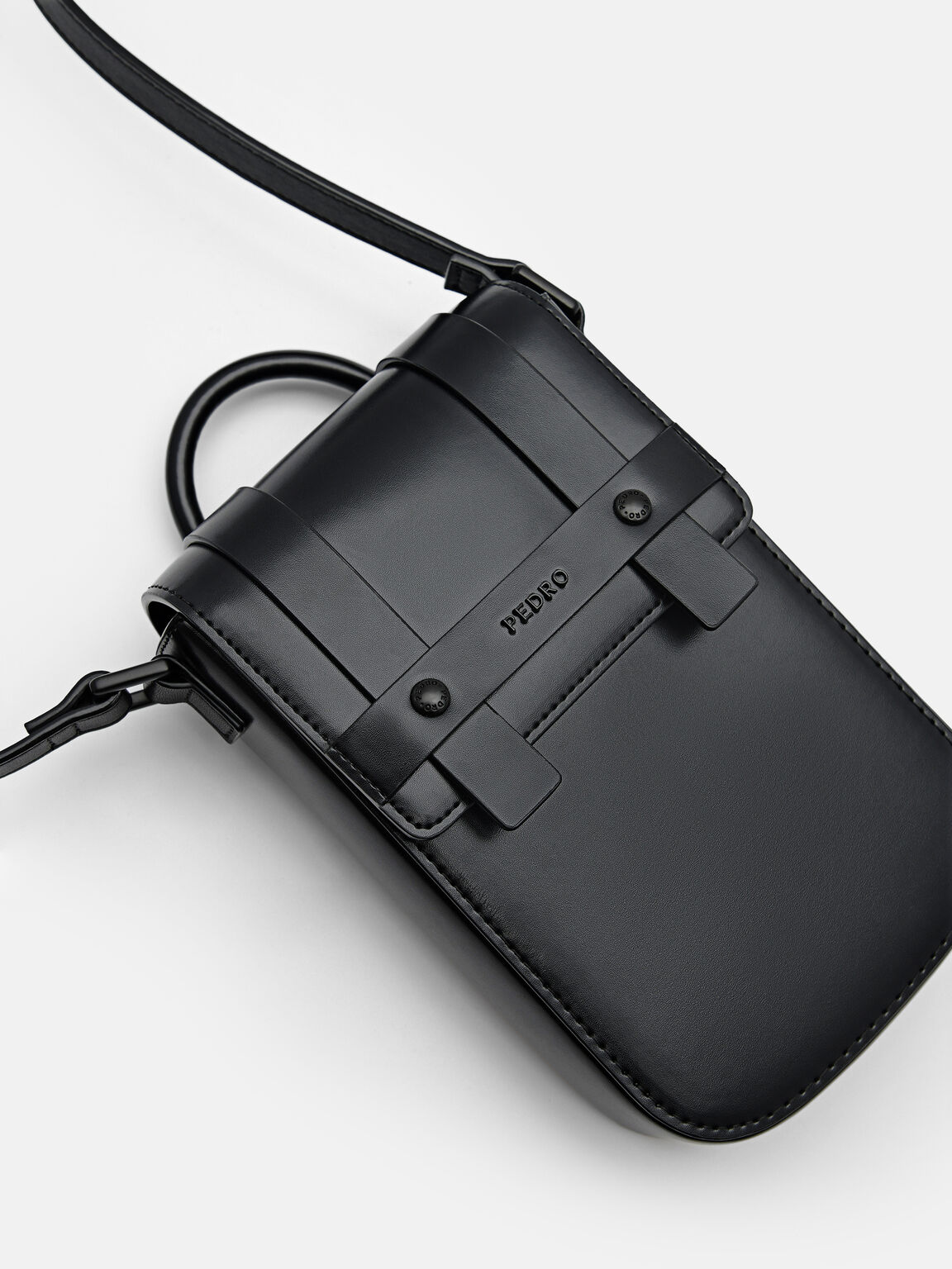 Leather Phone Pouch, Black, hi-res