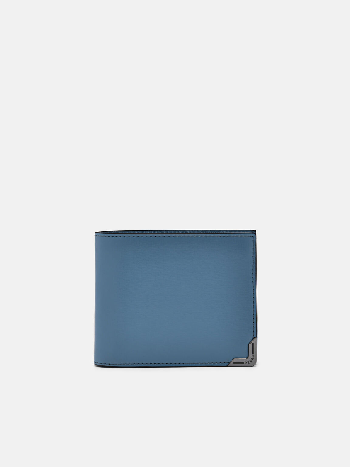 Leather Bi-Fold Flip Wallet, Cyan, hi-res