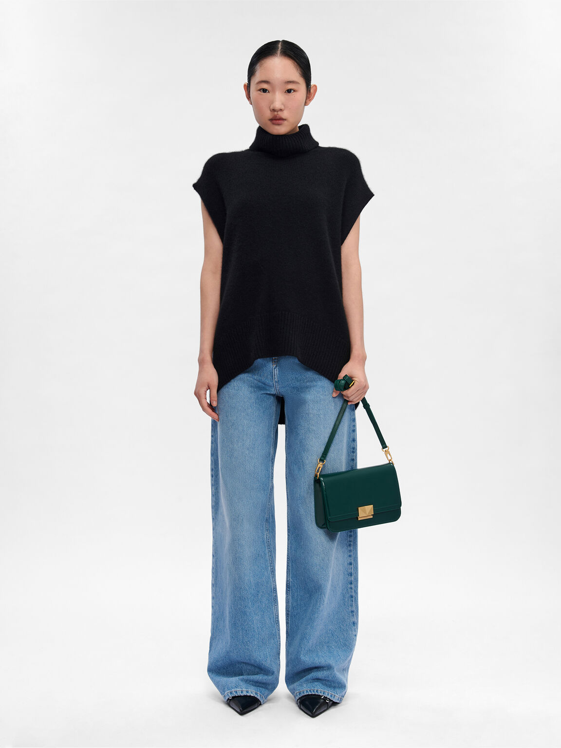 PEDRO Studio Pixel Leather Shoulder Bag, Dark Green