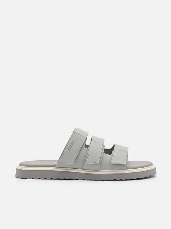 Velcro Slide Sandals, Light Grey, hi-res