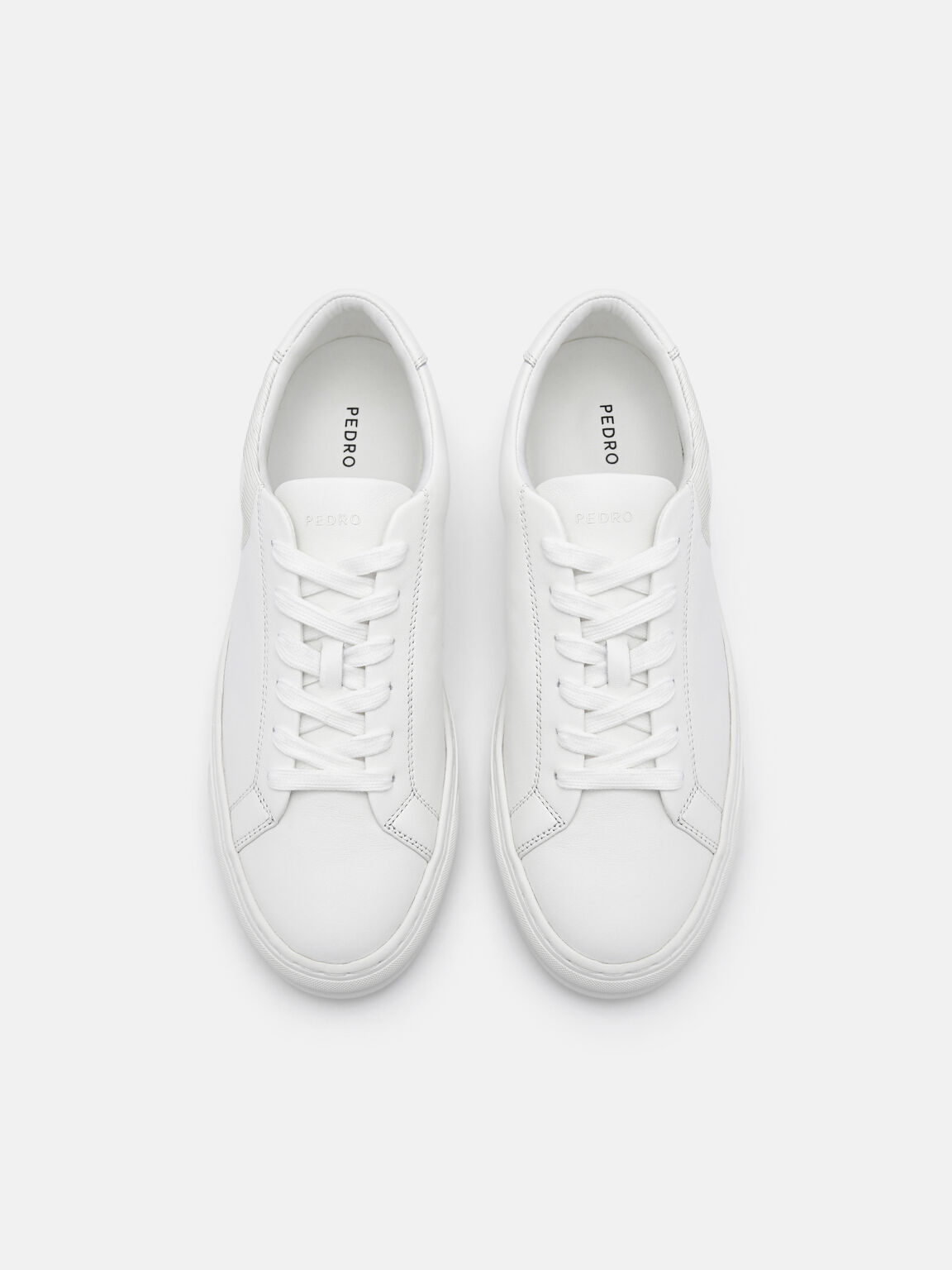 Women's PEDRO Icon Leather Sneakers, White, hi-res