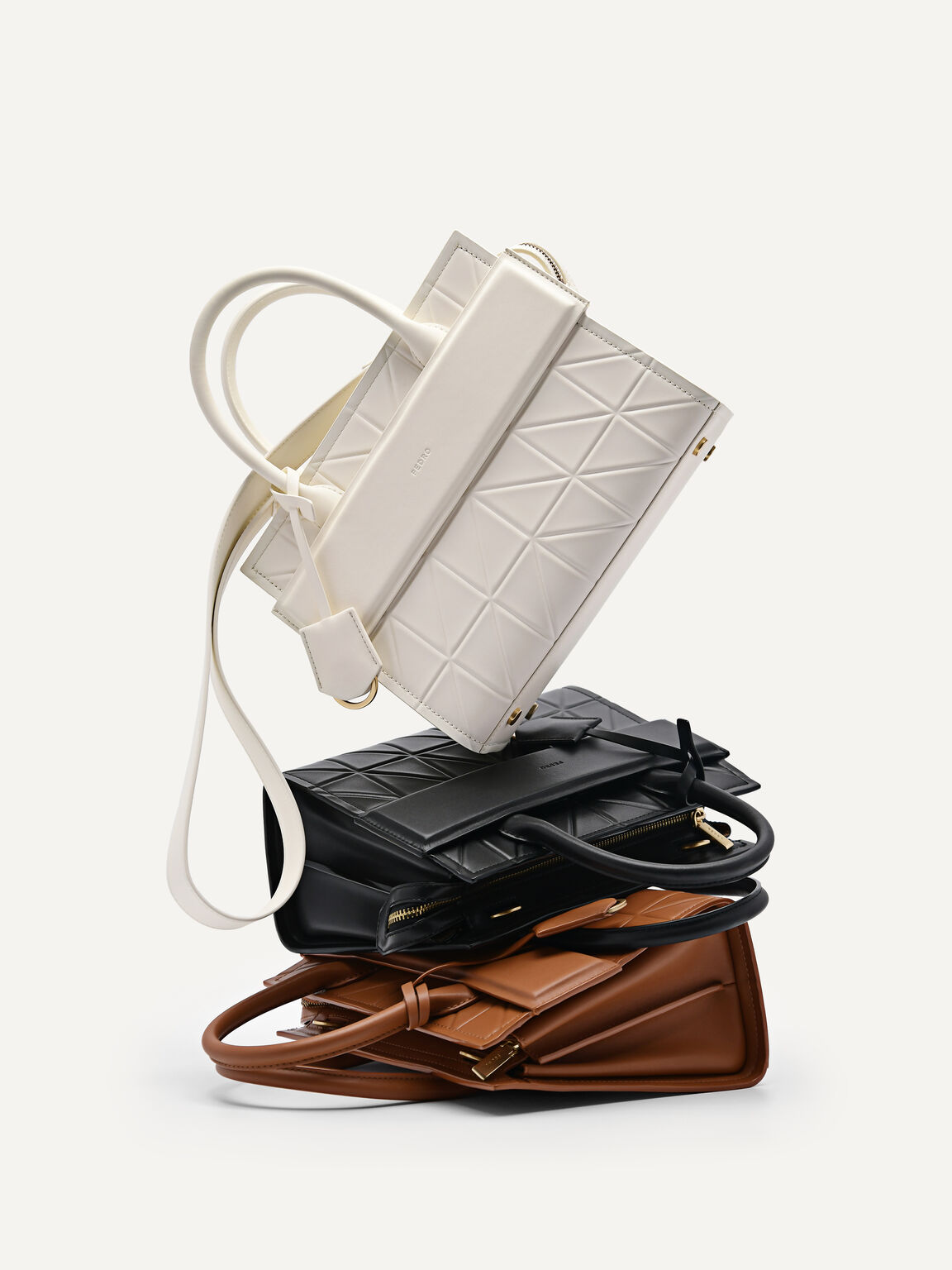 Túi xách phom chữ nhật Studio Bella Leather Pixel, Phấn, hi-res