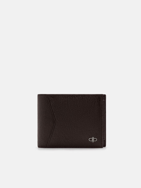 Leather Bi-Fold Wallet with Insert, Espresso Brown Embossed, hi-res