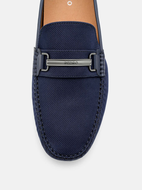 Gi&agrave;y lười mũi tr&ograve;n Nylon Horsebit, Navy Nylon, hi-res