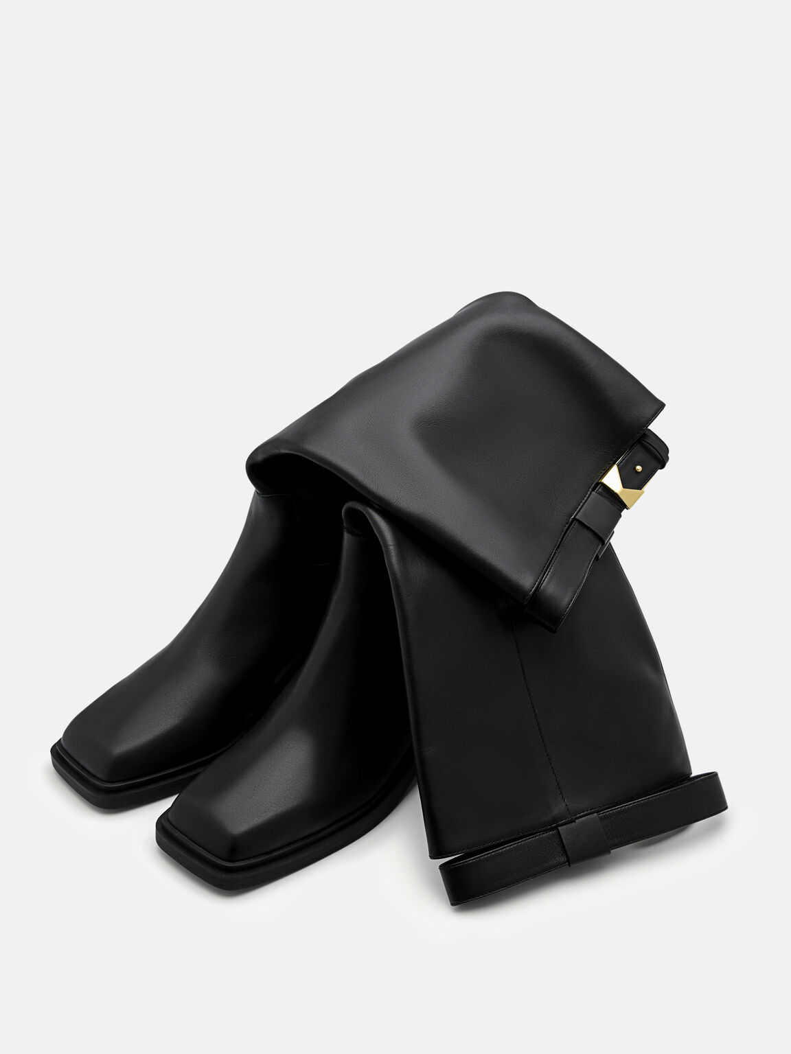 Marion Leather Knee Boots, Black, hi-res