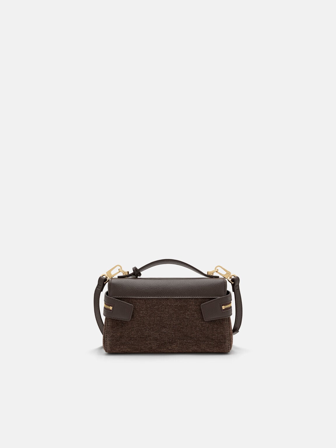 Alyssa Leather Shoulder Bag, Dark Brown Fabric, hi-res