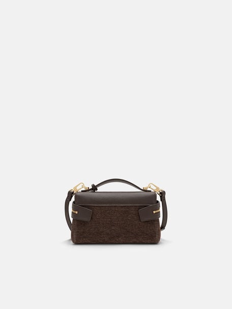 Alyssa Leather Shoulder Bag, Dark Brown Fabric, hi-res