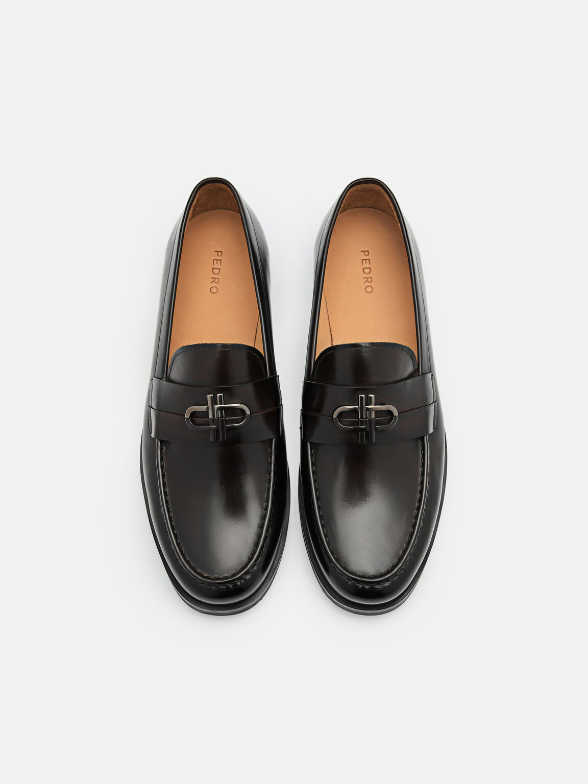 PEDRO Icon Leather Loafers, Dark Brown, hi-res