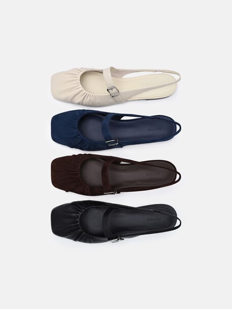 Gabrielle Suede Ballerina Flats, Navy Suede, hi-res