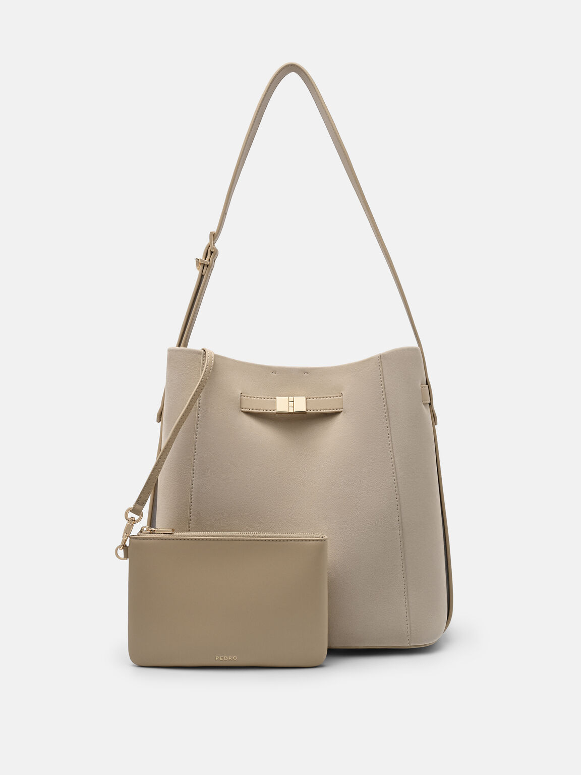Jatte Belt Leather Bucket Bag, Sand Nubuck, hi-res