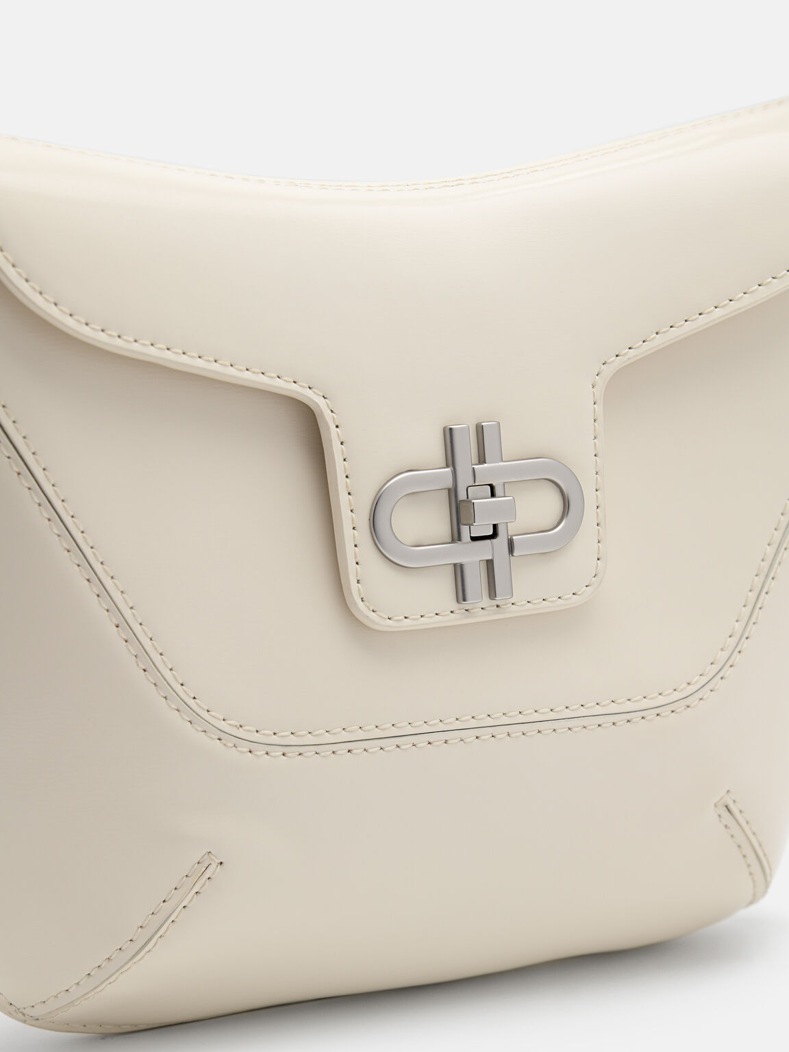 Túi đeo vai phom chữ nhật Icon Leather Satchel, Phấn, hi-res