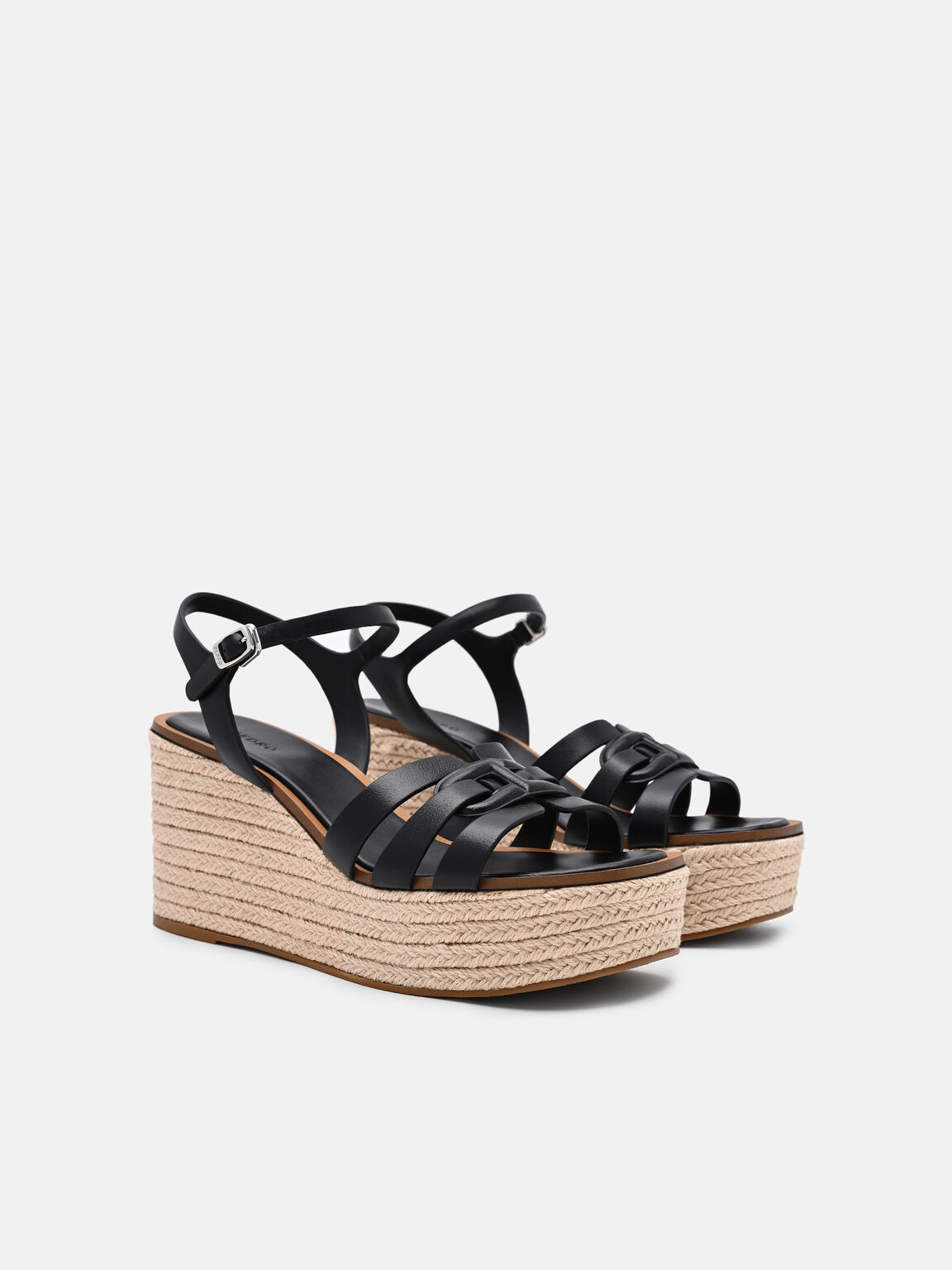 Gi&agrave;y sandals đế xuồng Carmel, Đen, hi-res