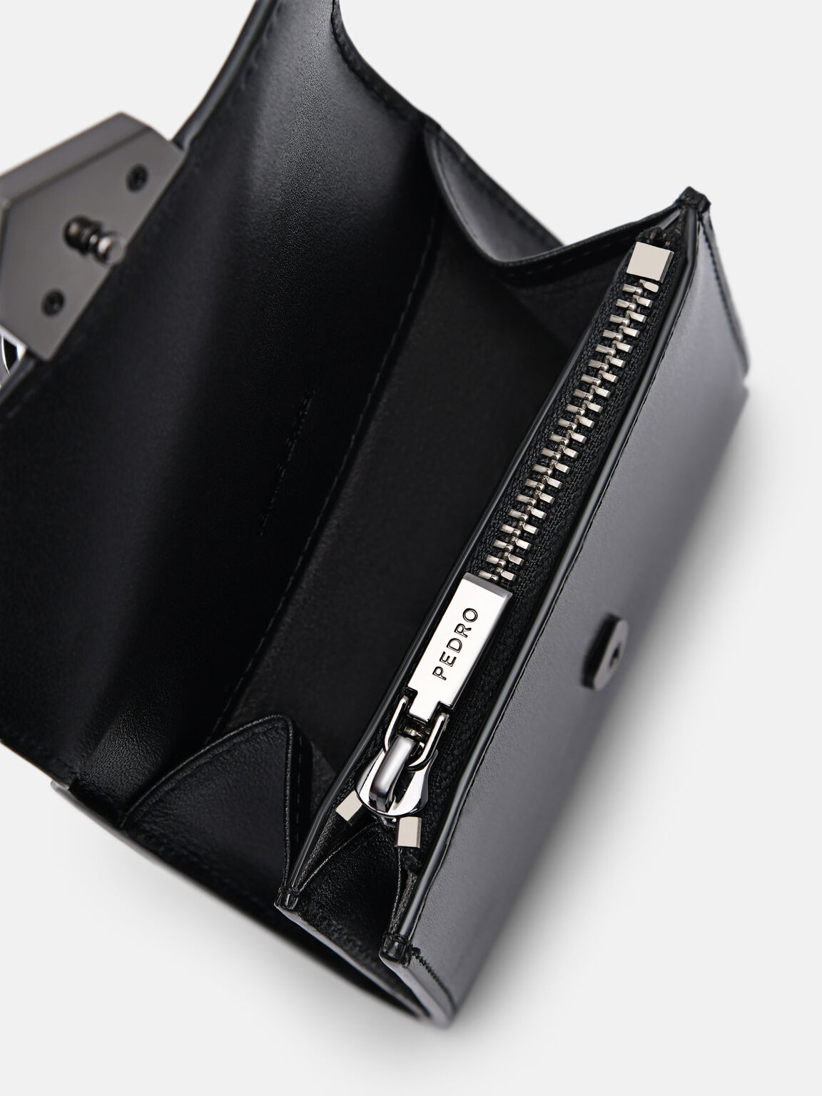 Taper Leather Bi-Fold Card Holder, Black, hi-res