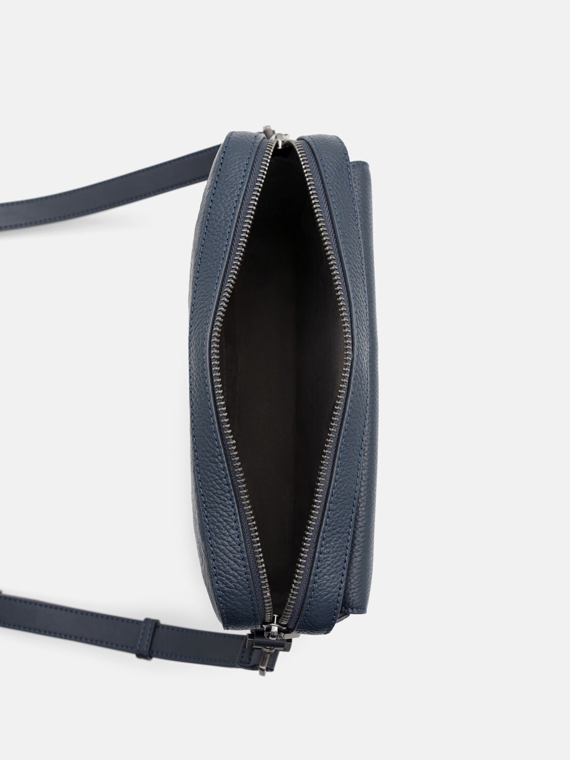 Leather Crossbody Bag, Navy Embossed, hi-res
