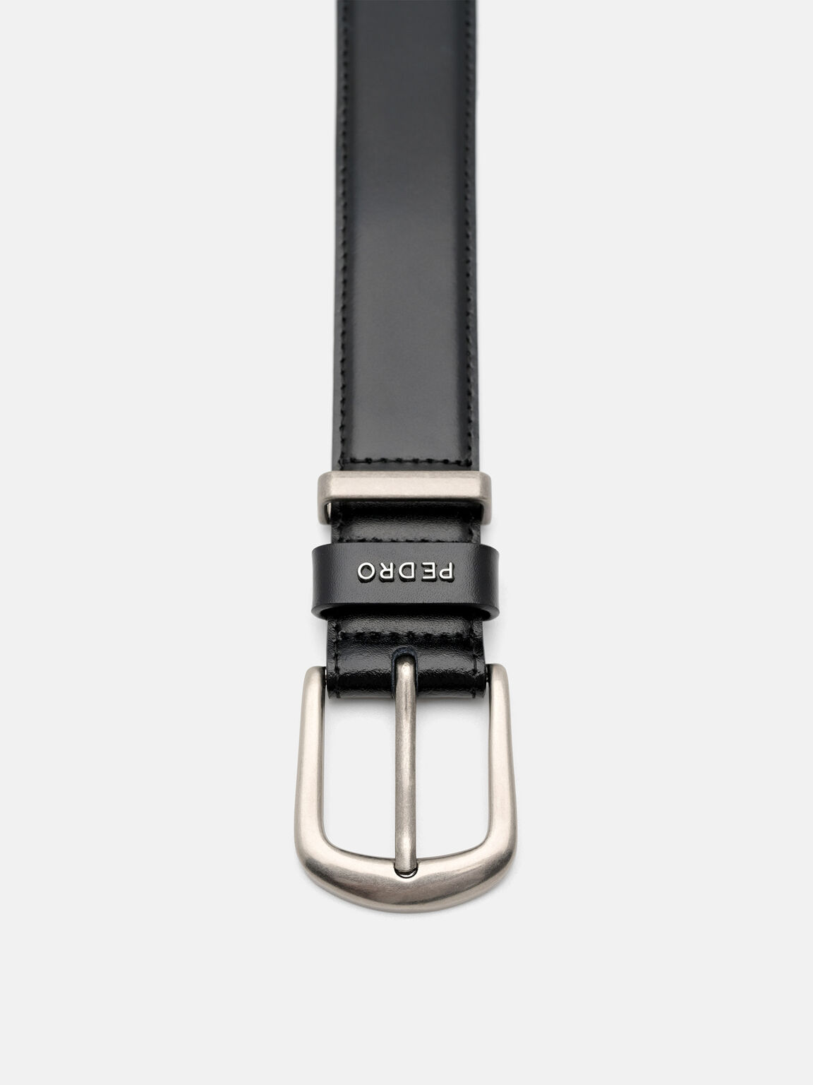 Slim Leather Pin Belt, Black, hi-res