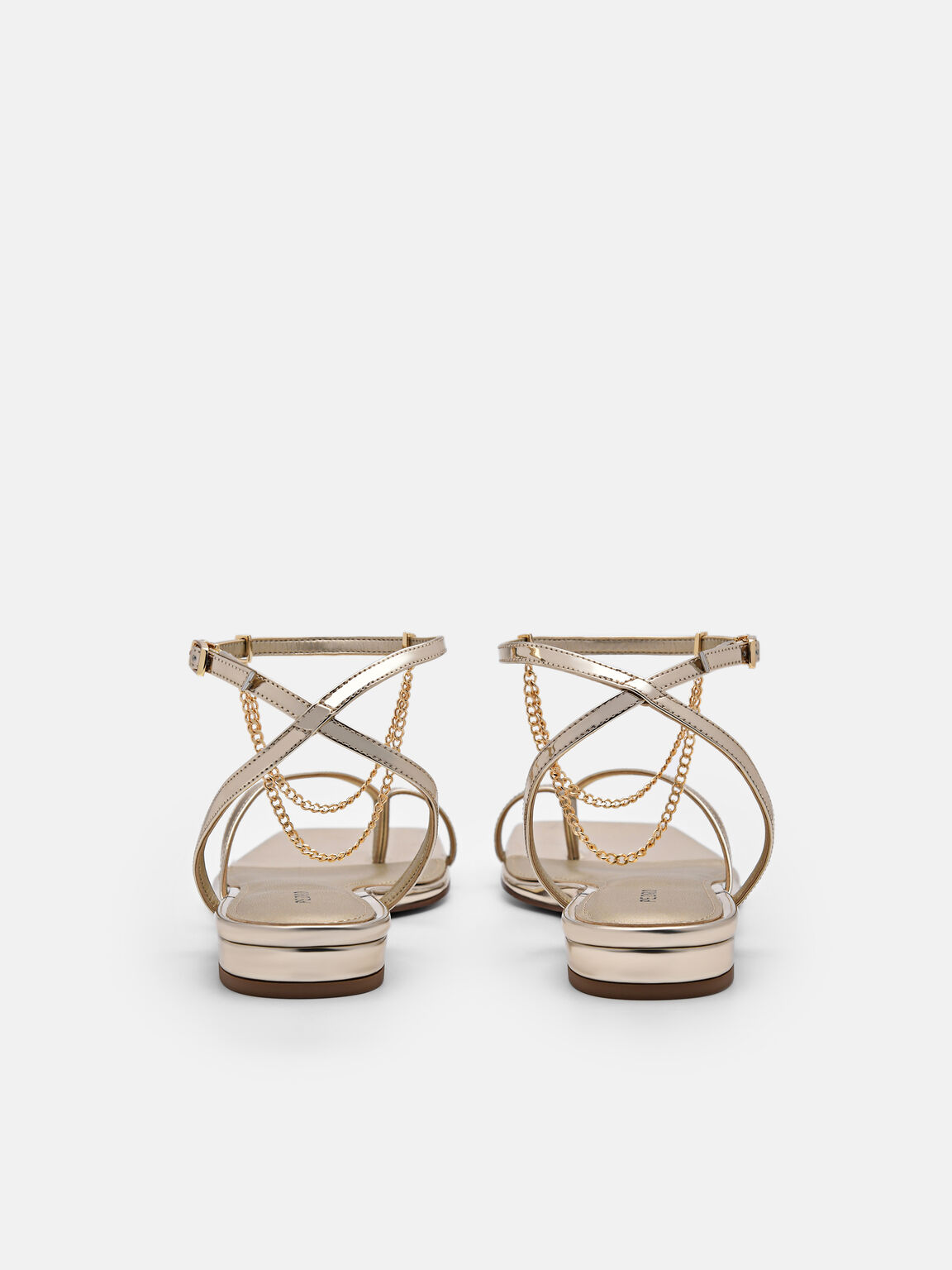 Giày sandals đế thấp Lia Ankle Strap, Vàng Đồng, hi-res
