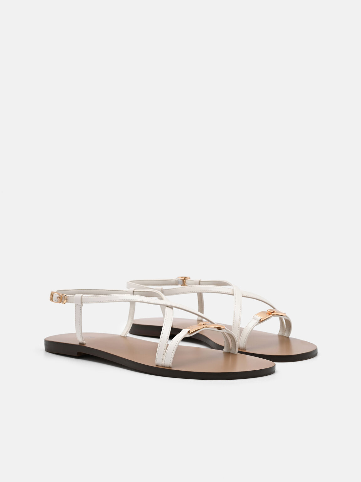 Gi&agrave;y sandals đế thấp Hitch, Phấn, hi-res