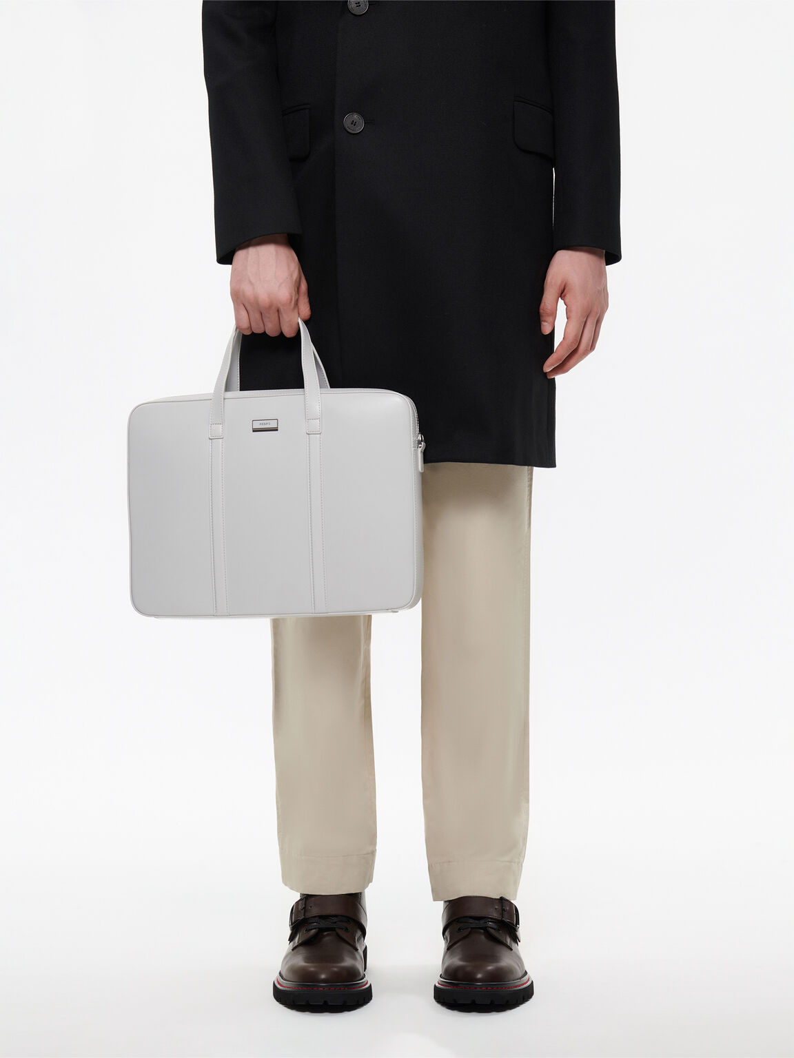 Allen Leather Briefcase, Light Grey, hi-res