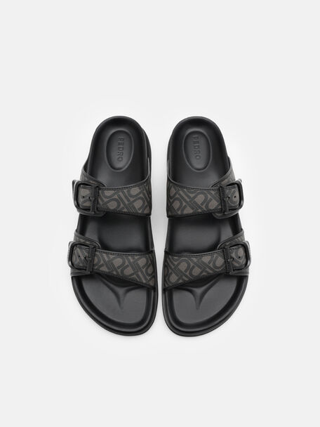 Men's Helix Slide Sandals, Black Embossed, hi-res
