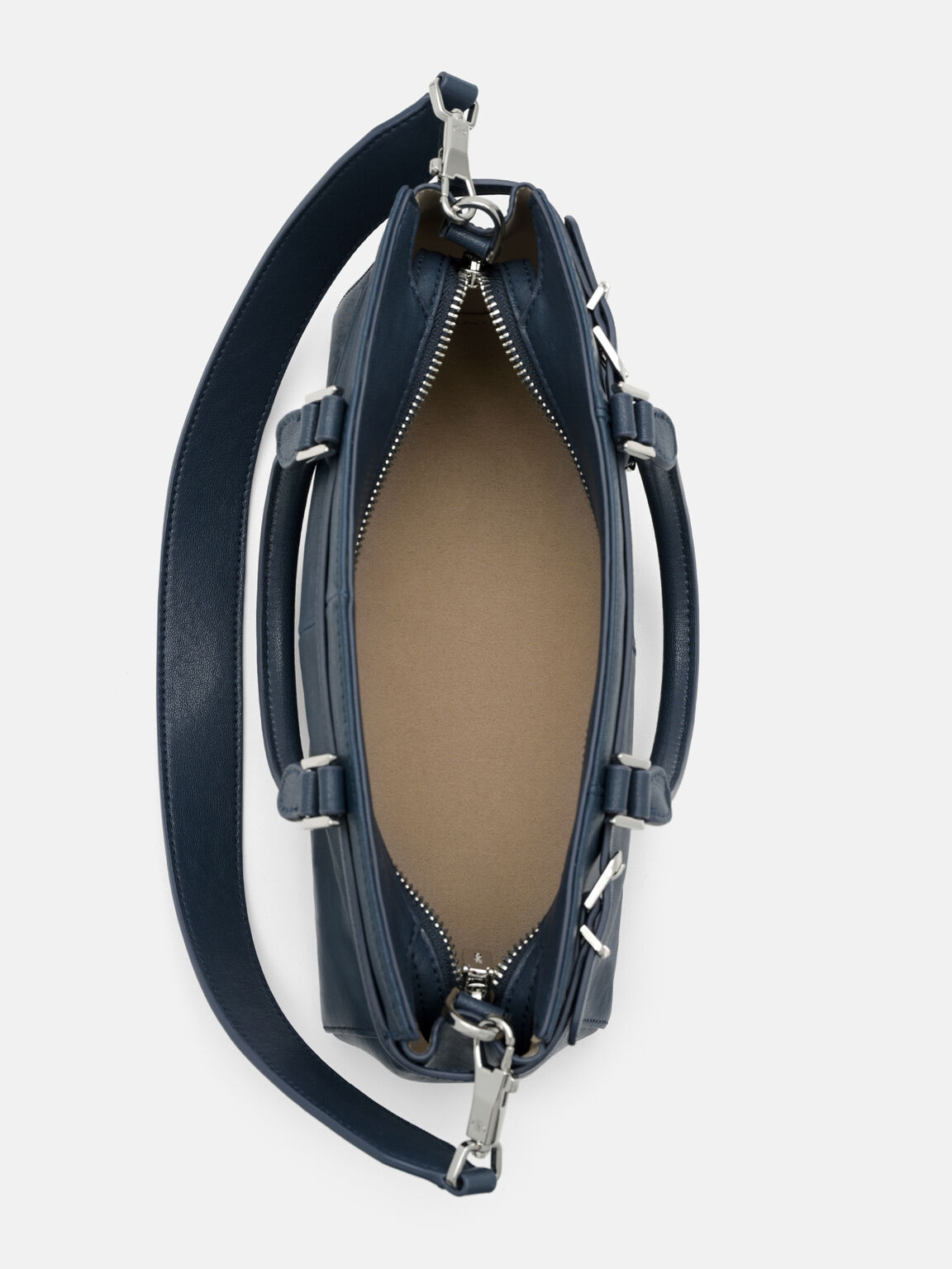 Vienna Leather Handbag, Navy, hi-res