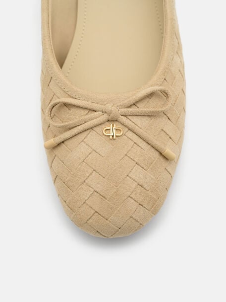 Anna Woven Ballerina Flats, Sand Weave, hi-res