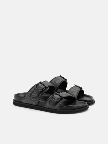 Men's Helix Slide Sandals, Black Embossed, hi-res