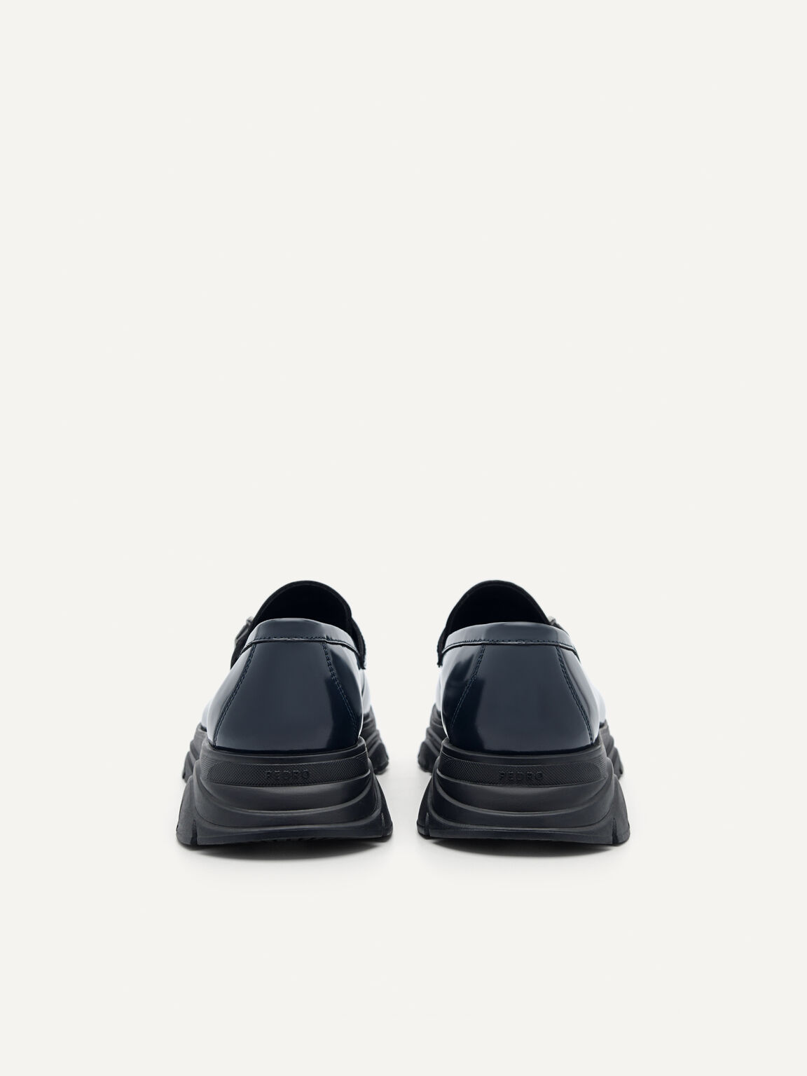 Giày lười mũi tròn Hybrix Leather, Xanh Navy, hi-res
