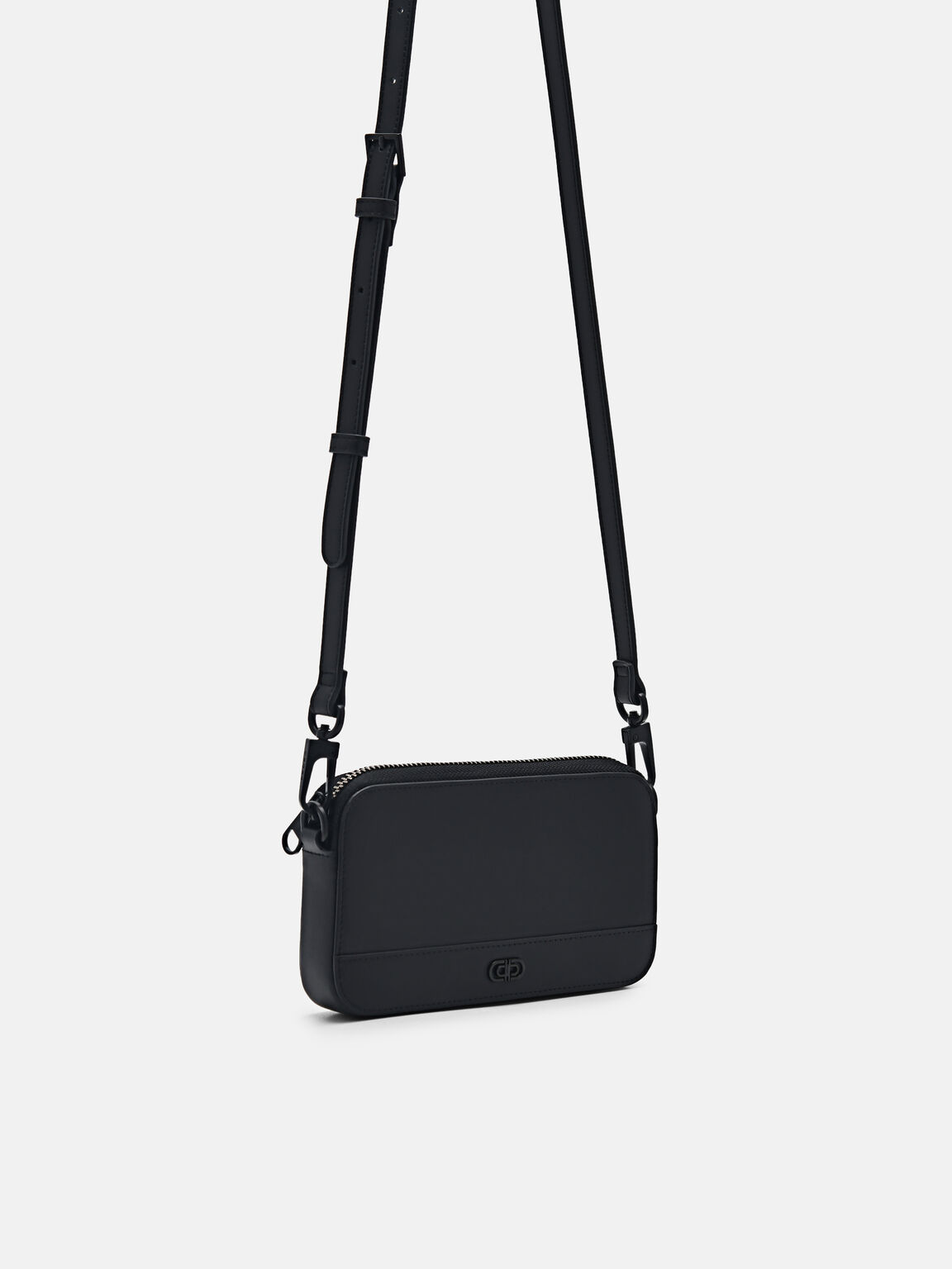 Túi đeo chéo chữ nhật Icon Leather, Đen, hi-res