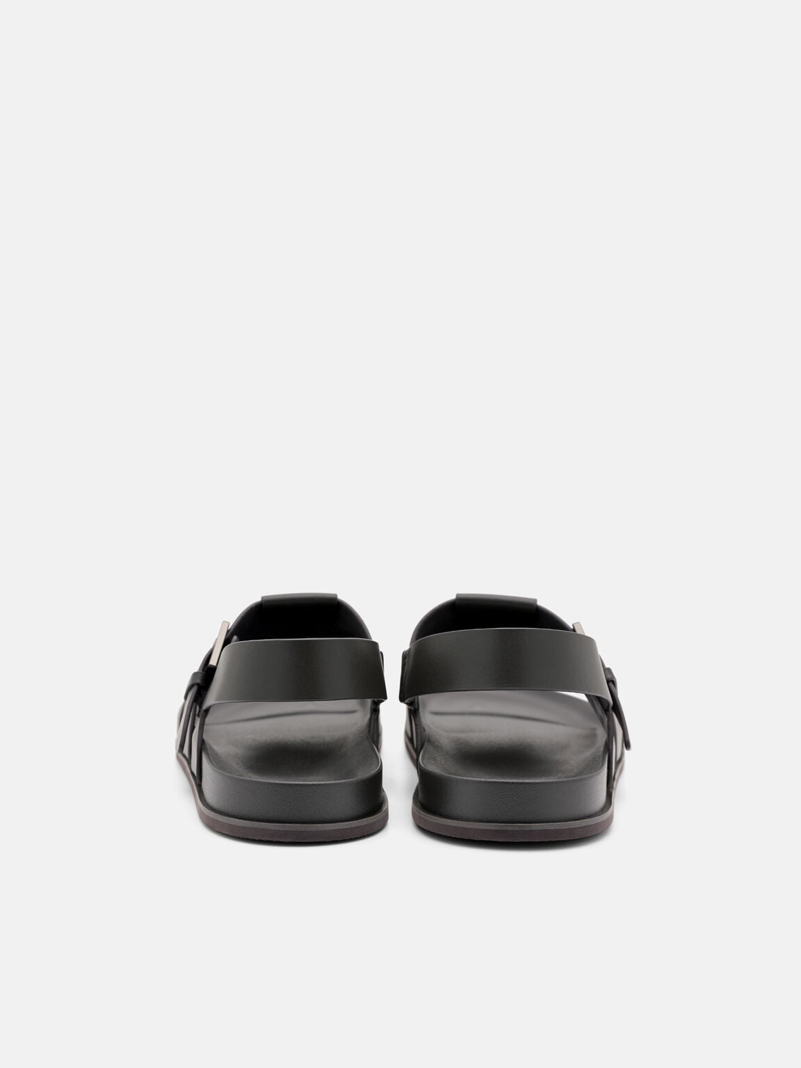 Gi&agrave;y sandals đế bệt Leather Caged, X&aacute;m Đậm, hi-res