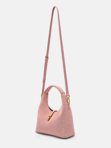 T&uacute;i x&aacute;ch h&igrave;nh b&aacute;n nguyệt Hitch, Pink Suede, hi-res