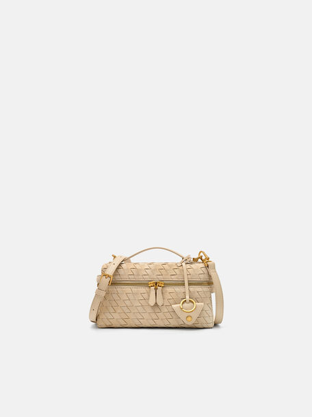 Alyssa Suede Woven Shoulder Bag, Sand Weave, hi-res