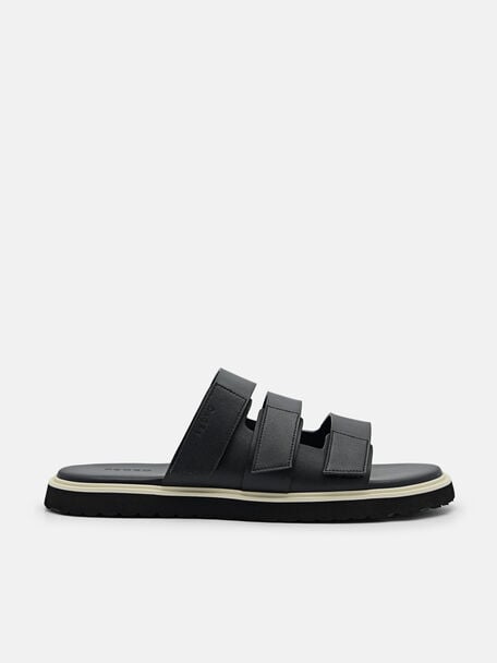 Velcro Slide Sandals, Black, hi-res