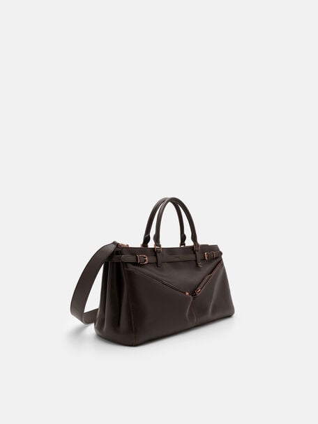 Vienna Leather Satchel Bag, Dark Brown, hi-res