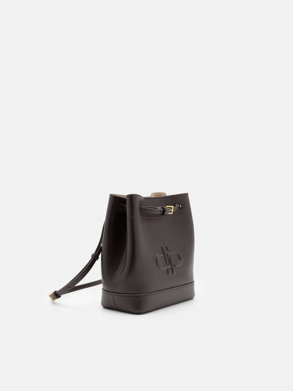 Loli Leather Bucket Bag, Dark Brown, hi-res