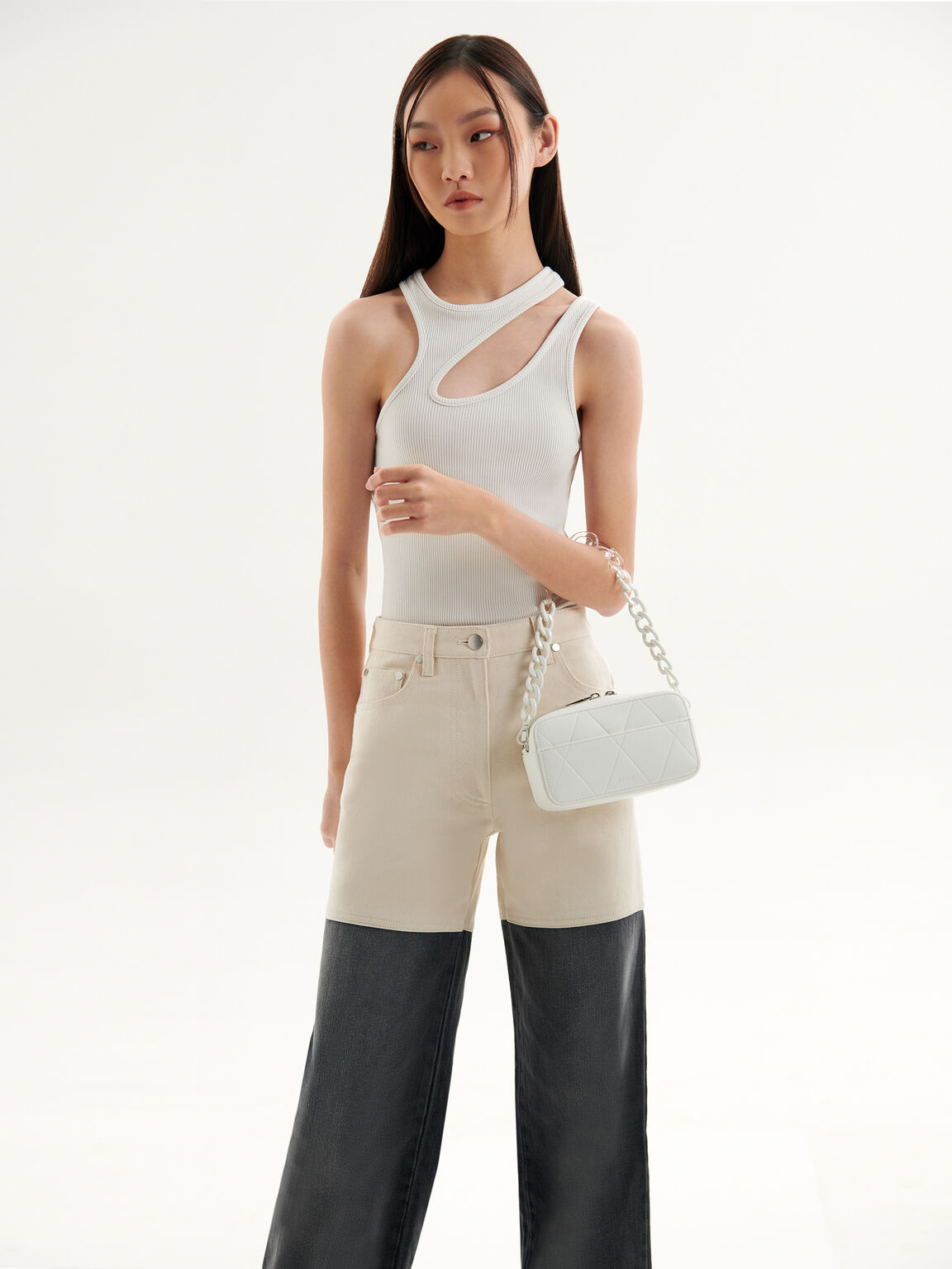Megan Mini Shoulder Bag, White, hi-res