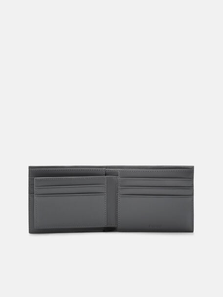 Embossed Leather Bi-Fold Wallet with Insert, Grey Tumble, hi-res