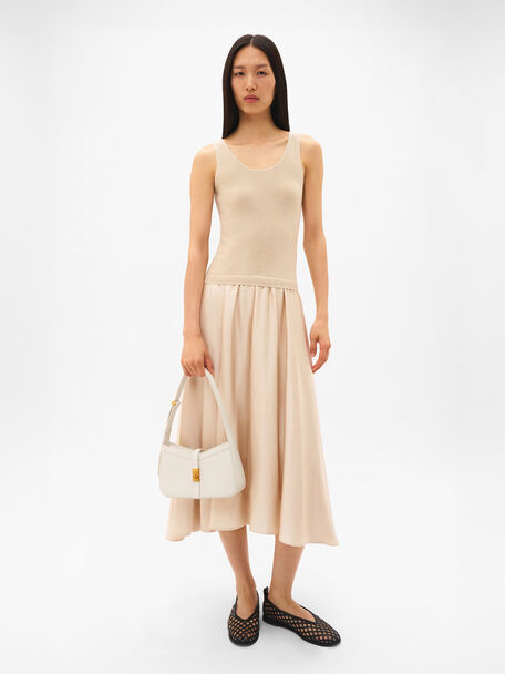 T&uacute;i đeo vai h&igrave;nh thang Farida Leather, Phấn, hi-res