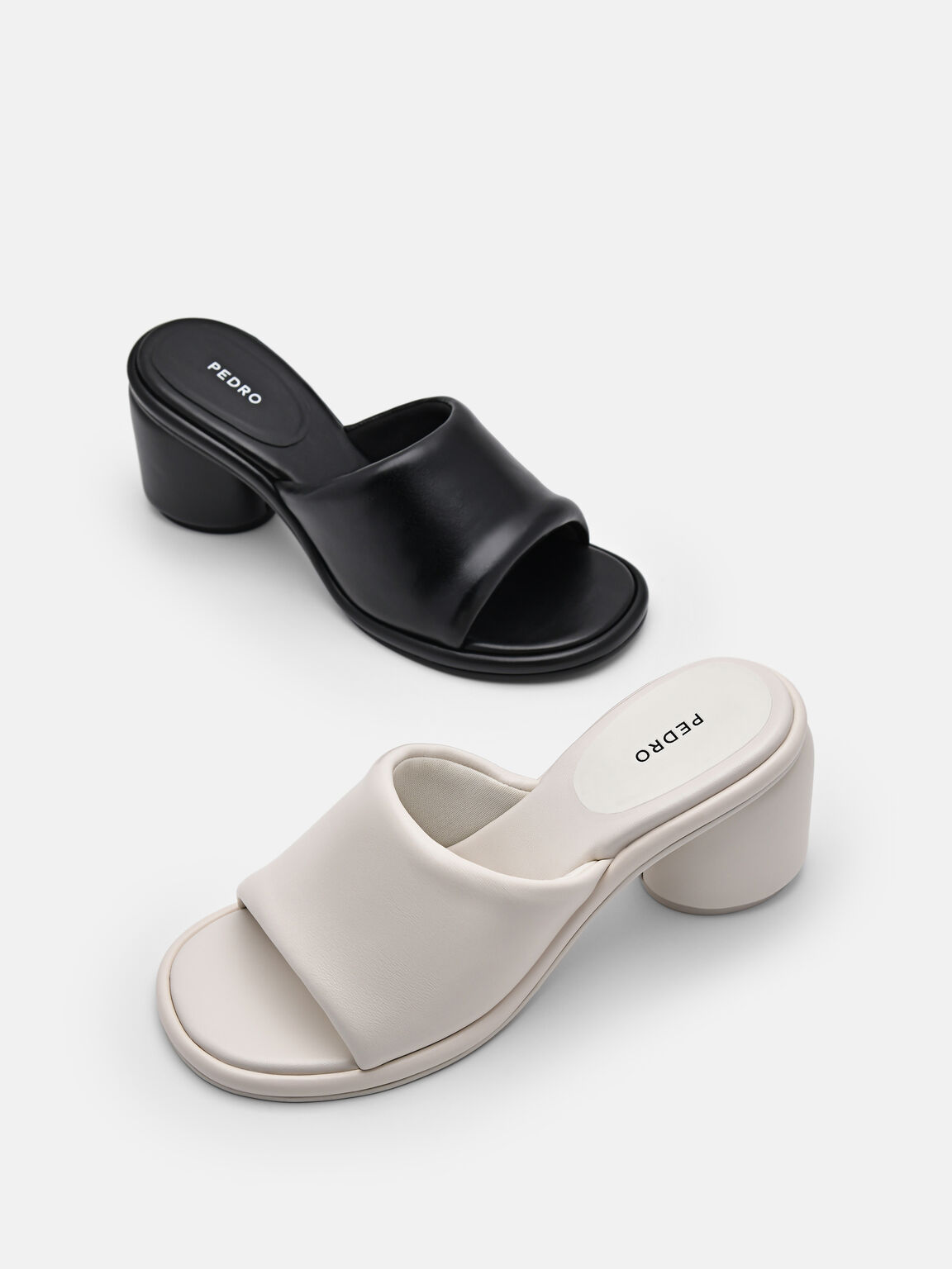 Meissa Leather Heel Sandals, Black, hi-res