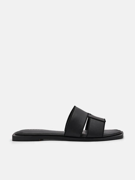 Iza Flat Sandals, Black, hi-res