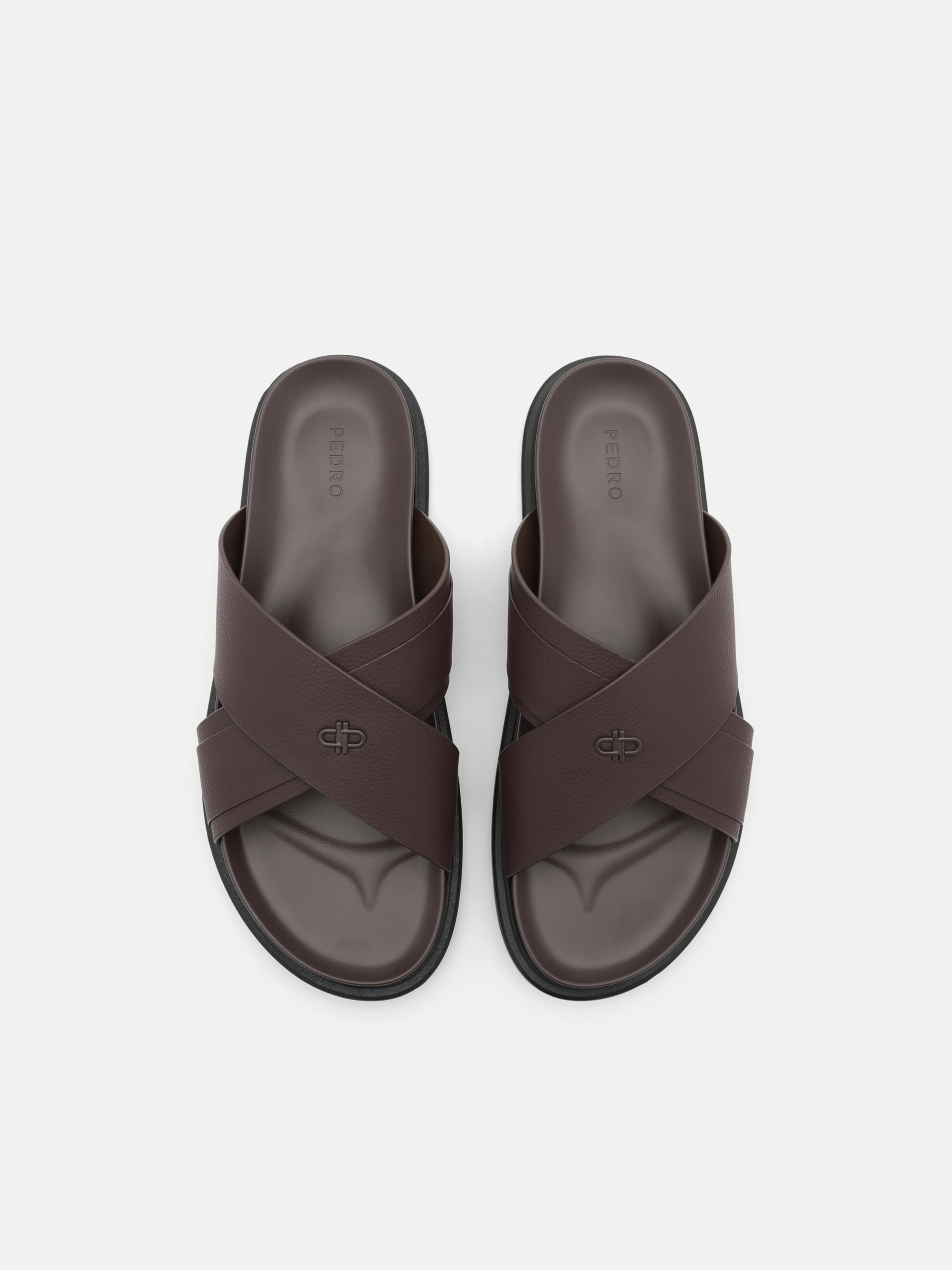 Dark Brown Cross Sandals - PEDRO US