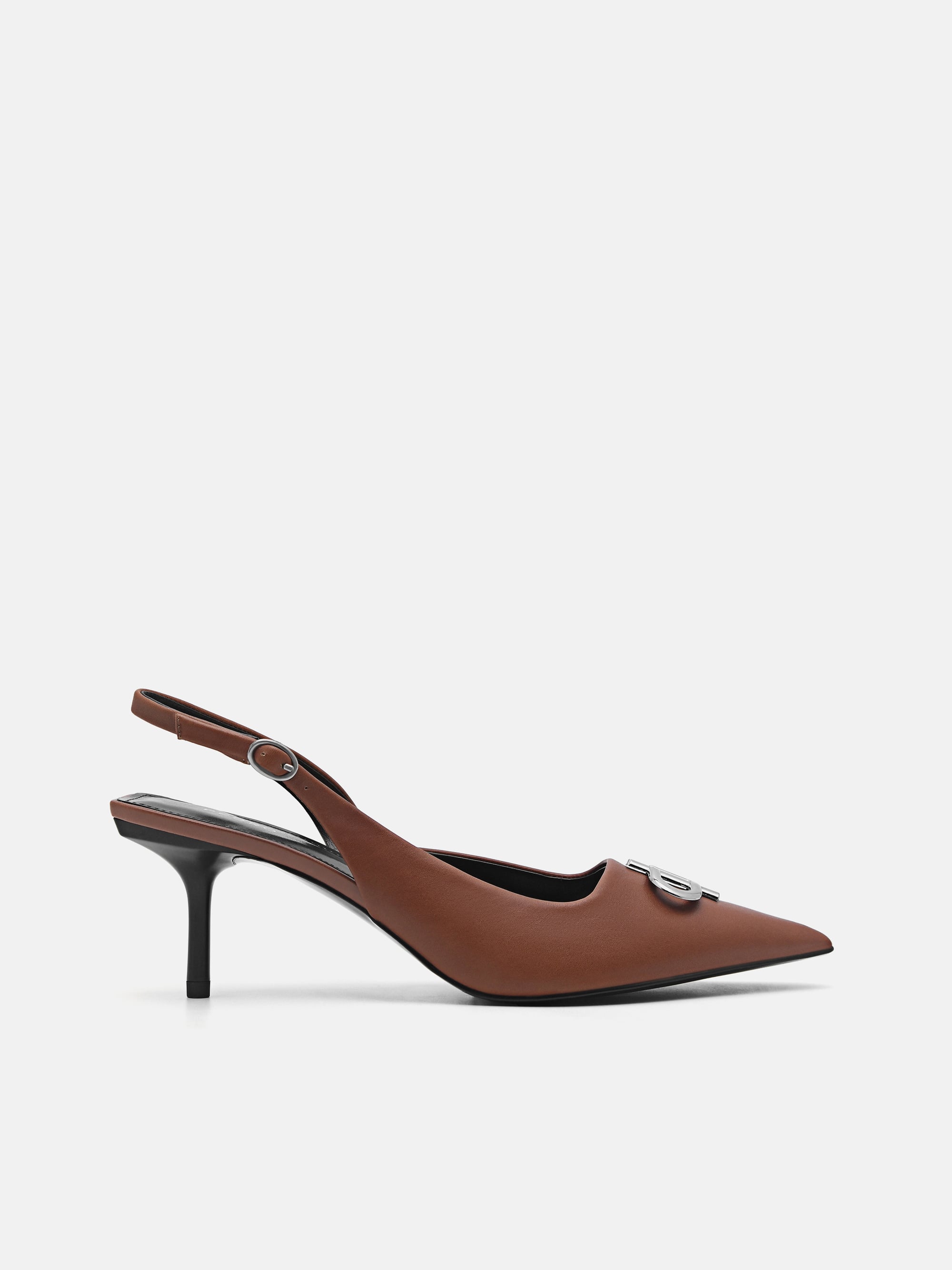 Cognac Icon Leather Pointed Slingback 