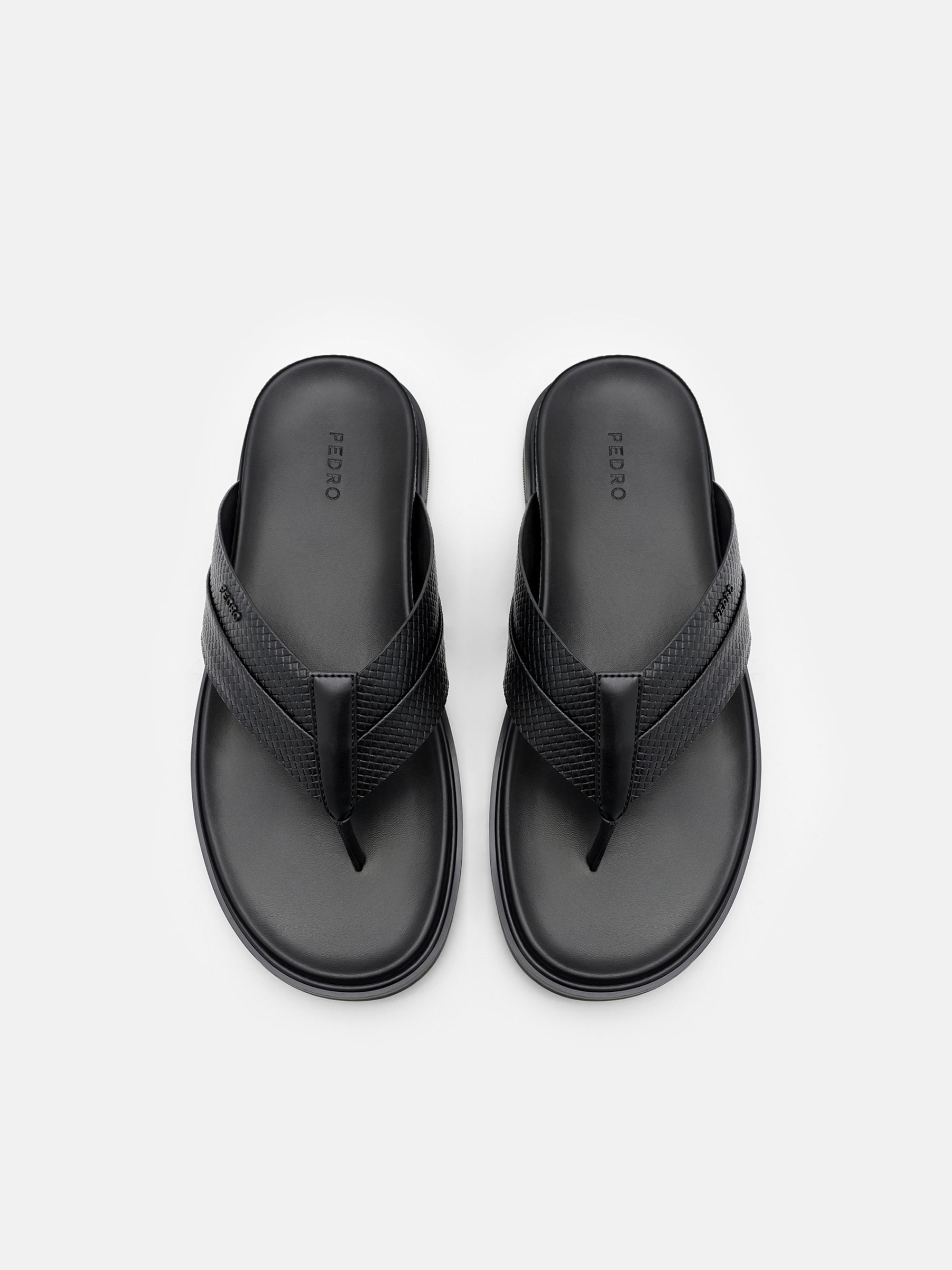 Black Woven Thong Sandals - PEDRO US