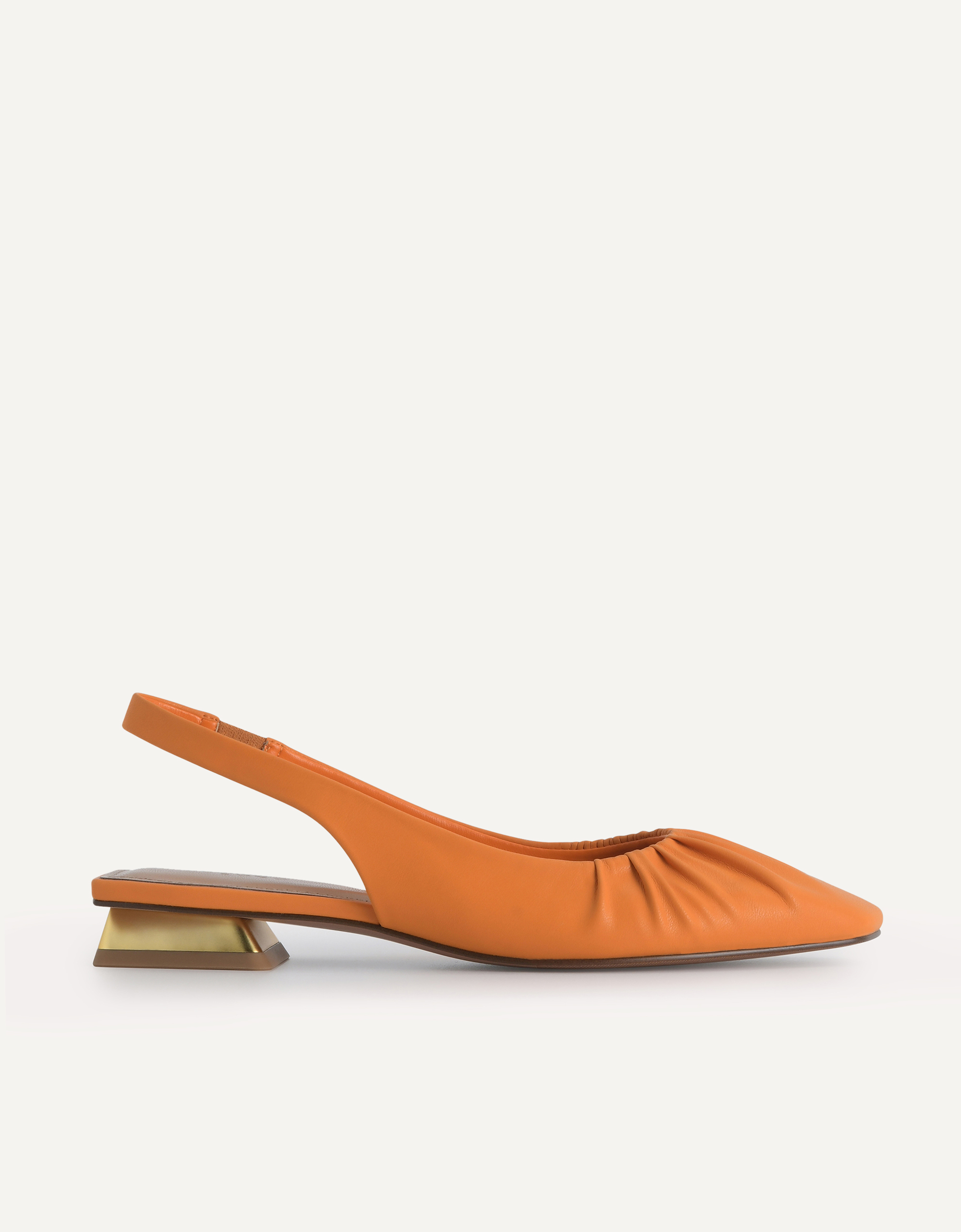 Orange Ruched Slingback Flats - PEDRO US